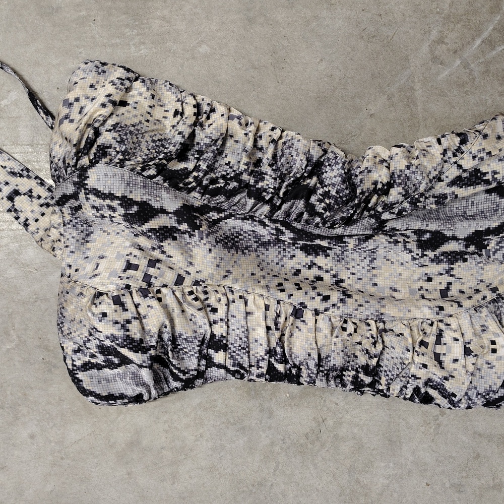 Bebe Python Snake Silk One Shoulder Strap Ruched … - image 2